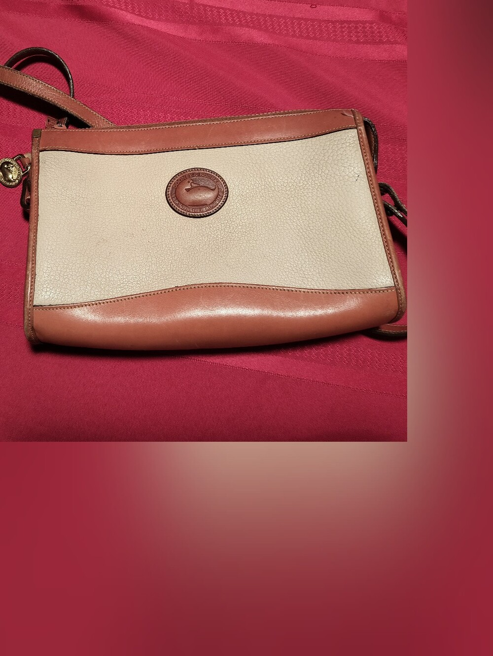 Dooney & Bourke Cream and Brown Leather Crossbody Shoulder Bag